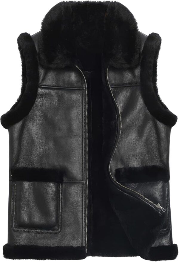 Vest Sheepskin Inner artificial fur Zipper closer