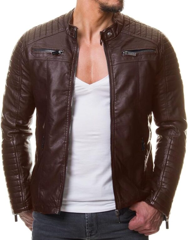 Men's Real Lambskin Leather Biker Jacket - Vintage Genuine Motorcycle Jacket