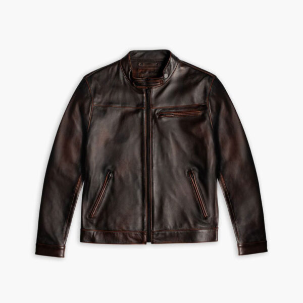Men's leather jacket  Sheepskin  Closer zipper closer Inner polyester