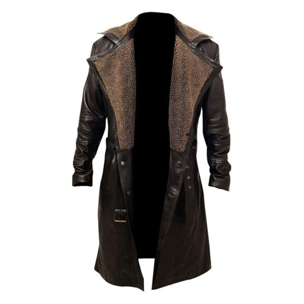 Men's long coat Sheepskin Colours black and brown Closer belt
